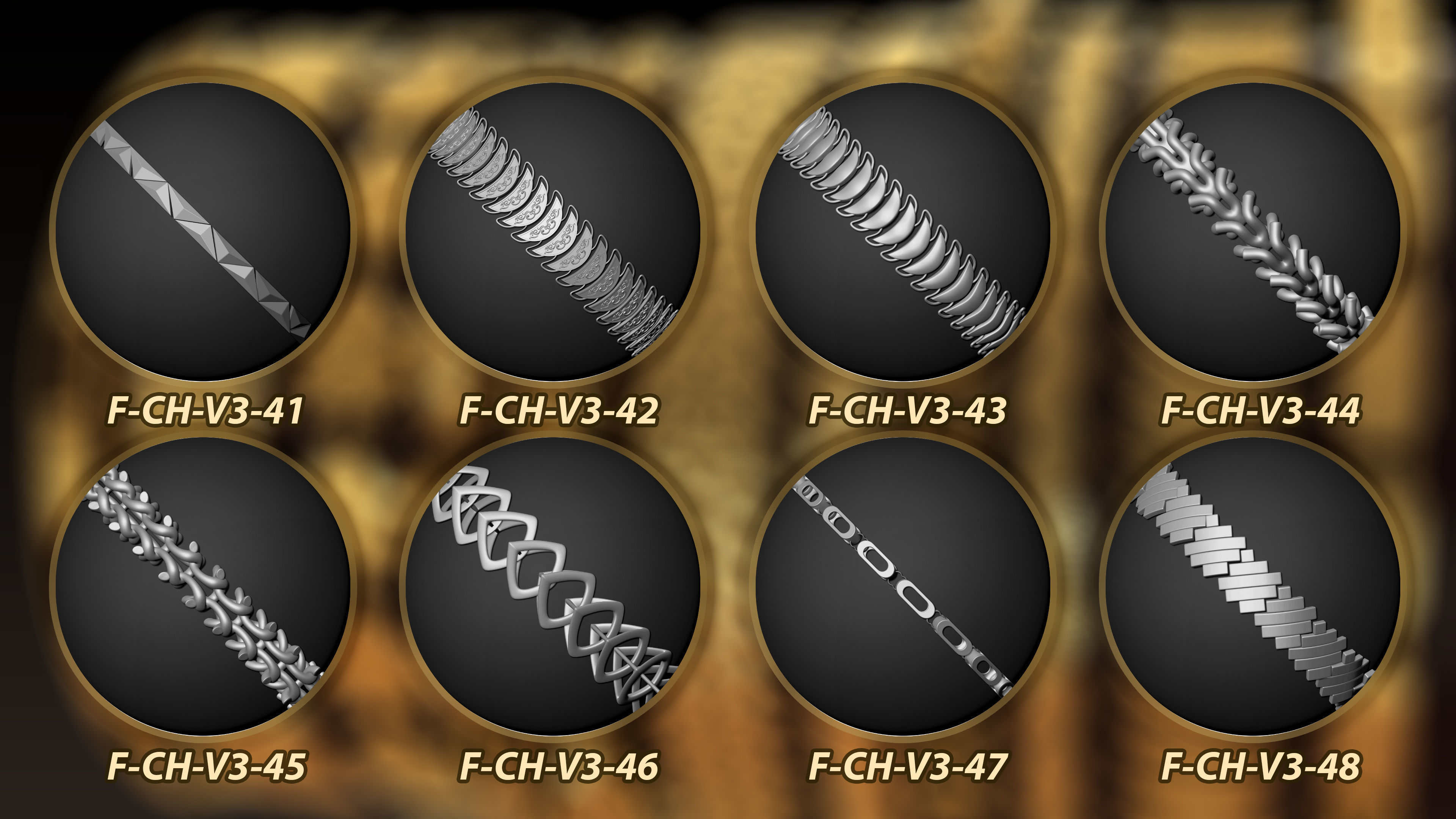 50 Chain 3D Model and Curve brush Vol 3 3D model_6