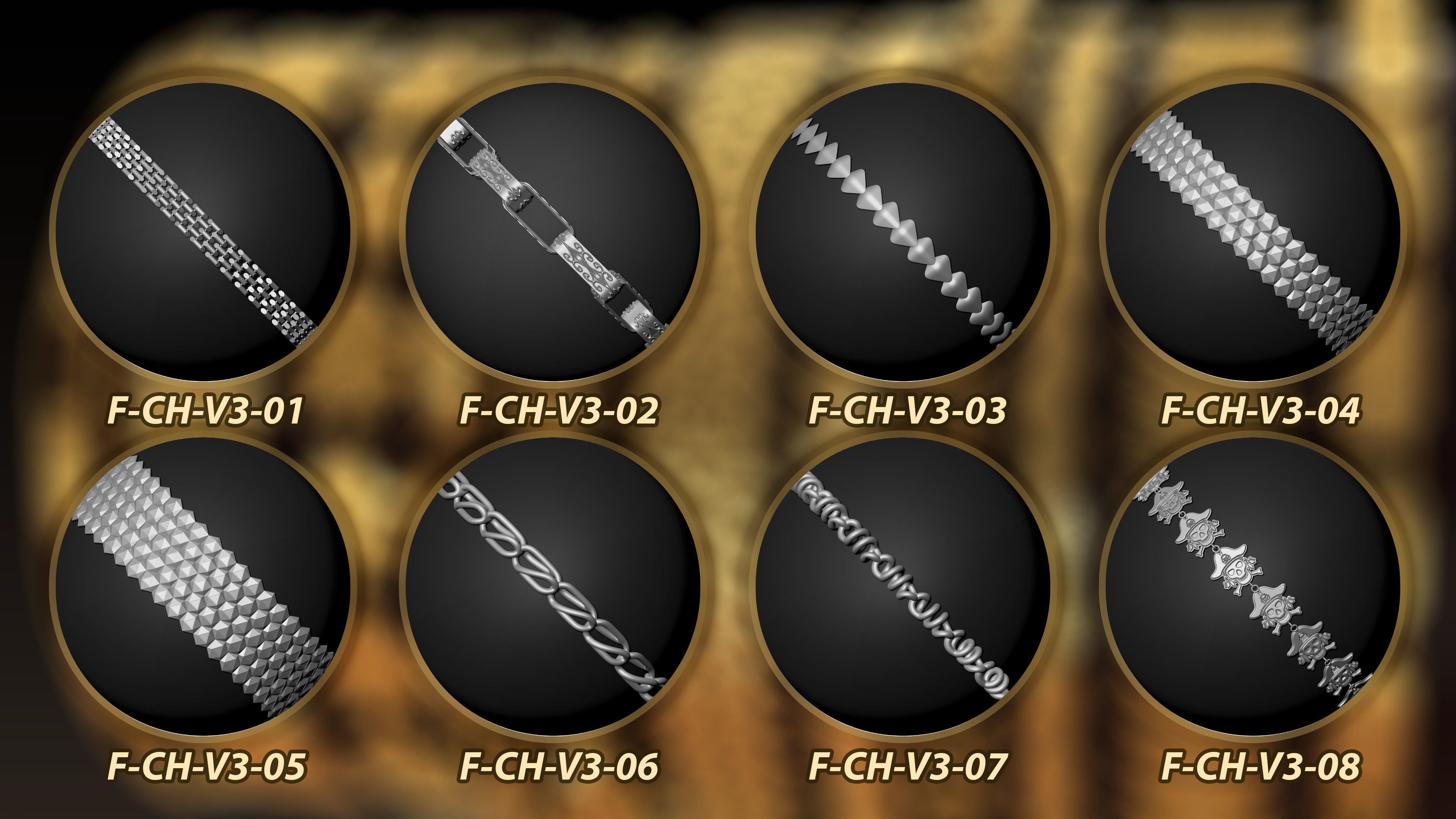 50 Chain 3D Model and Curve brush Vol 3 3D model_1