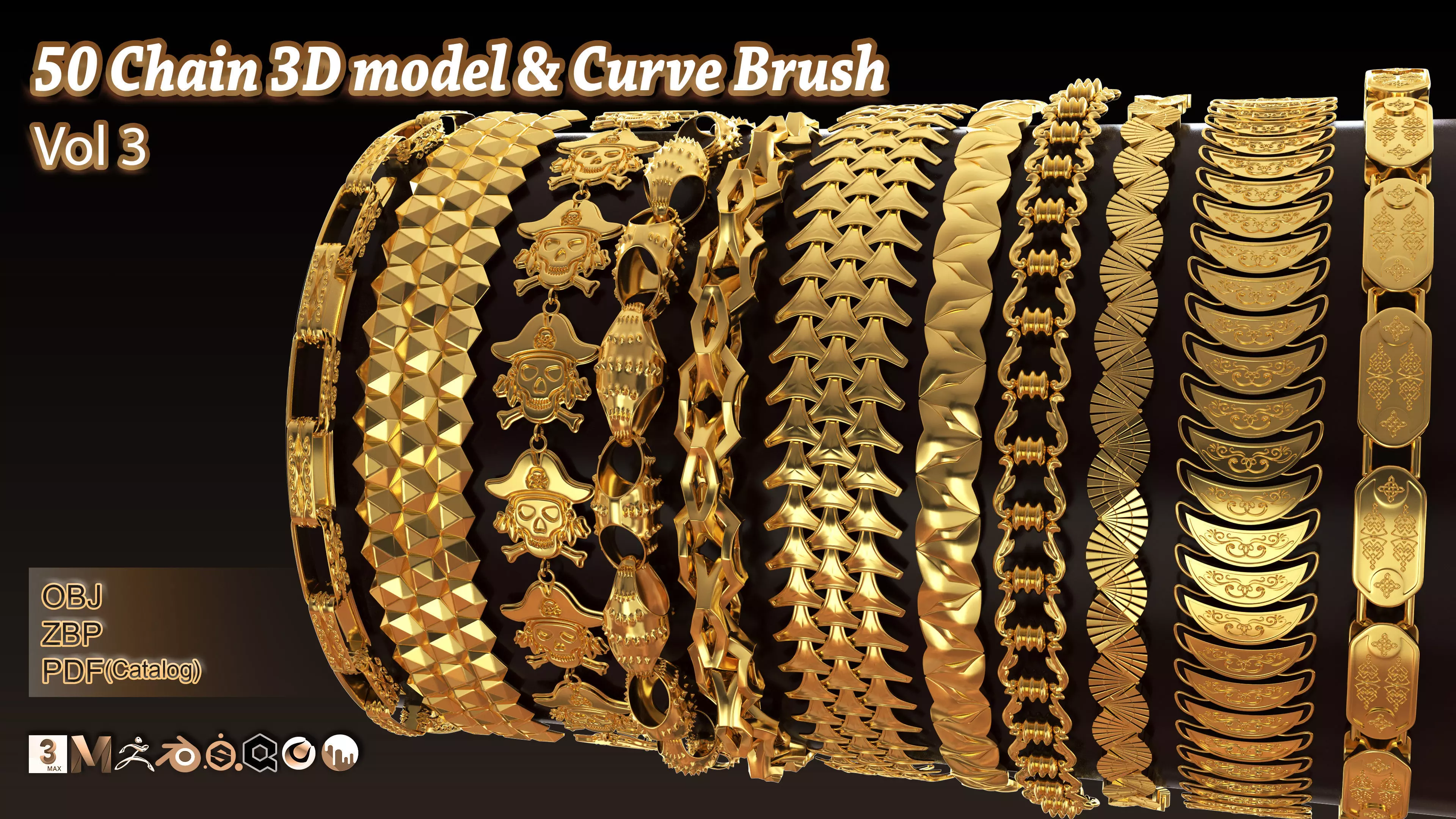 50 Chain 3D Model and Curve brush Vol 3 3D model_0