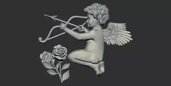 Angel Baby Cupid Relief 3D print model CNC