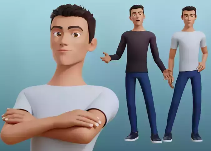 Arthur Cartoon Man Rig 3D model