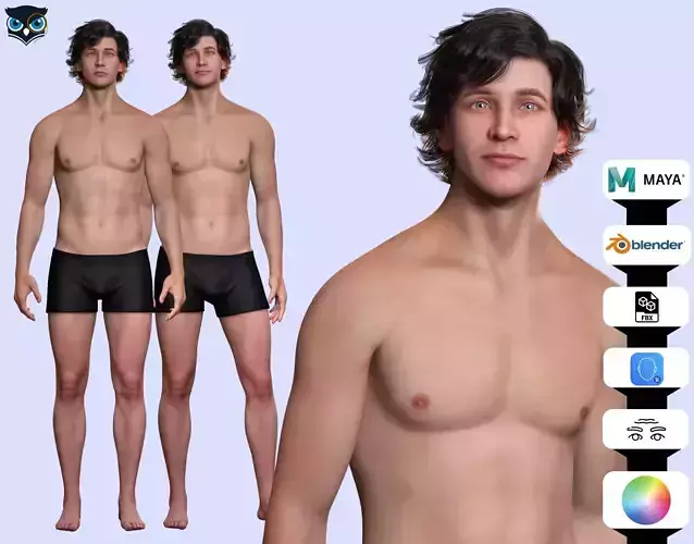 Realistic Male Body Perfect Base Shape  Low-poly 3D model