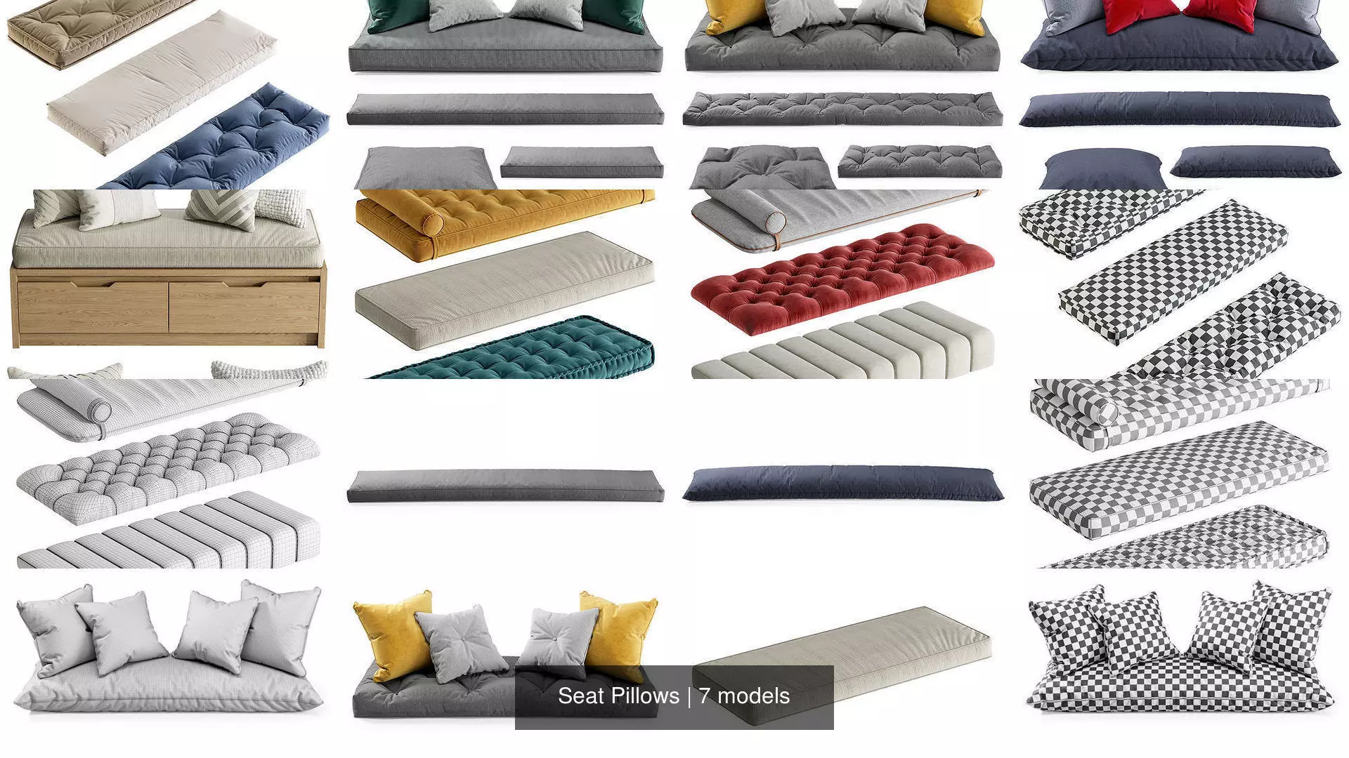 Seat Pillows 3D Model Collection_0