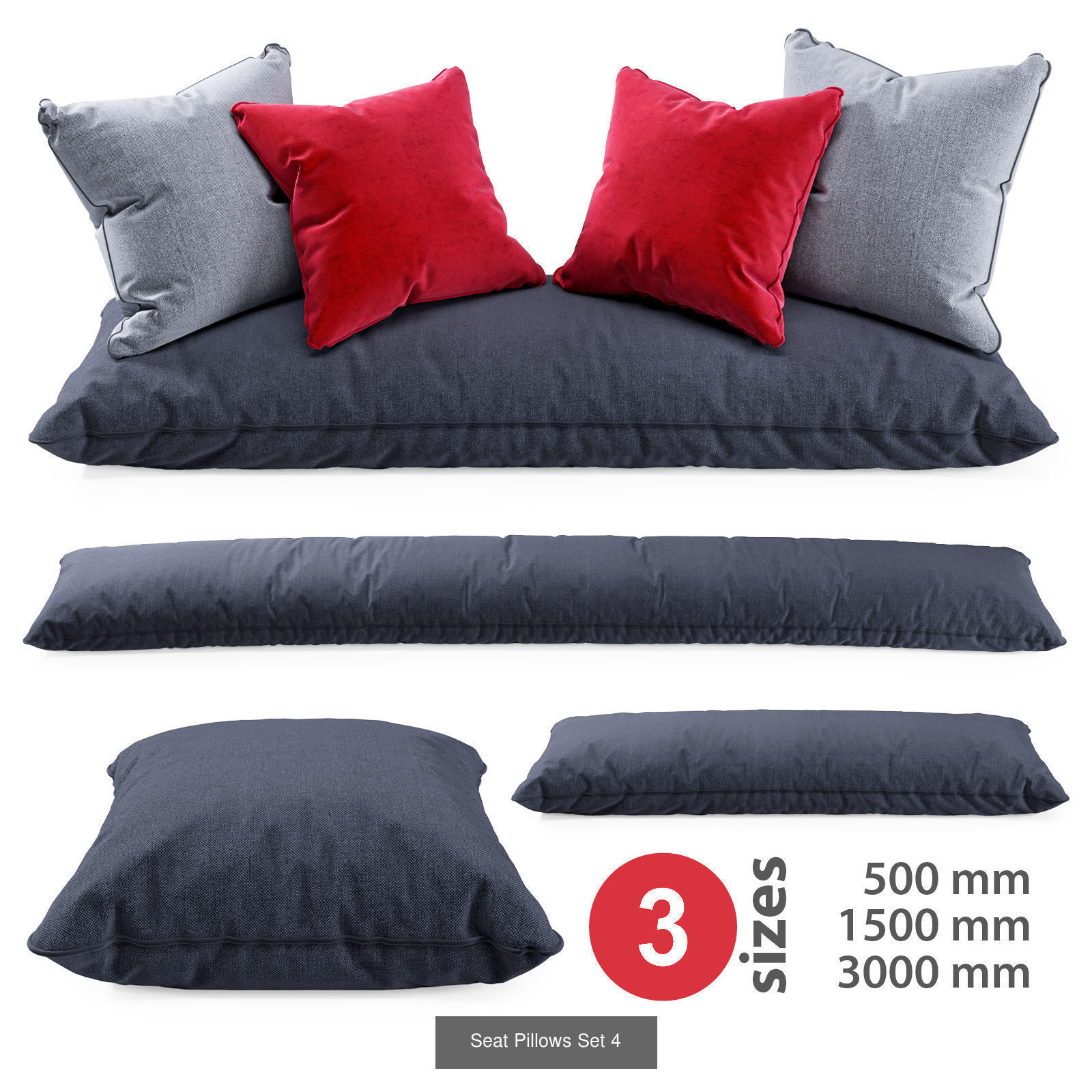 Seat Pillows 3D Model Collection_4