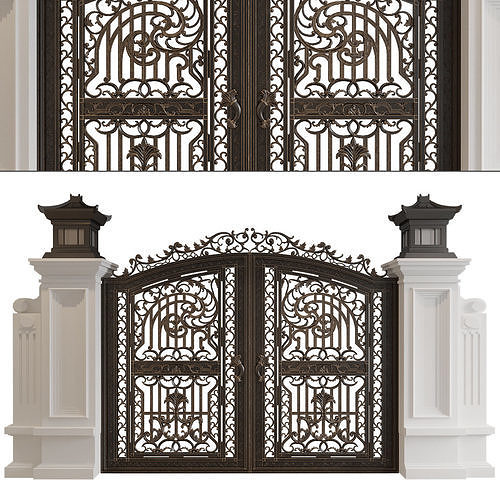 Wrought Iron Gate 3D model set 06 3D model