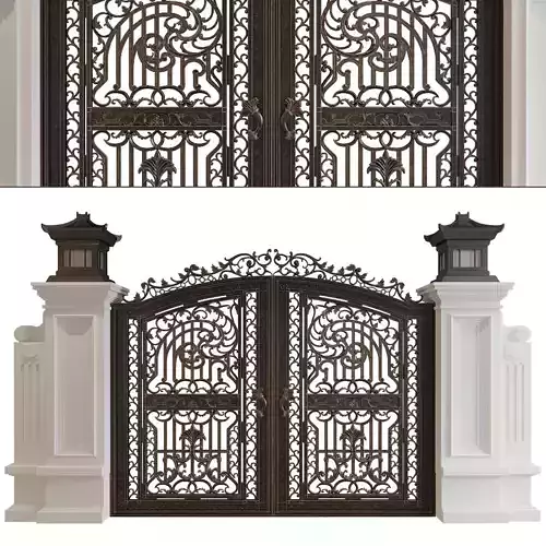 Wrought Iron Gate 3D model set 06