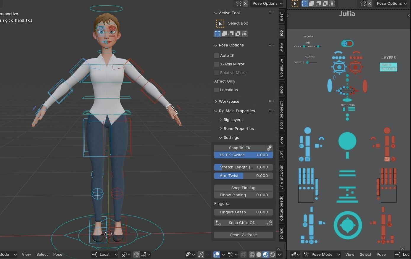 Julia Cartoon Girl Rig 3D model 3D model_5