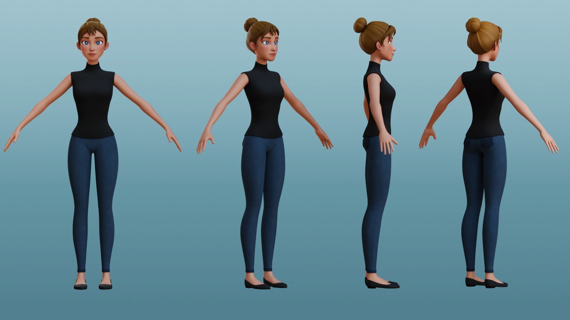 Julia Cartoon Girl Rig 3D model 3D model_2