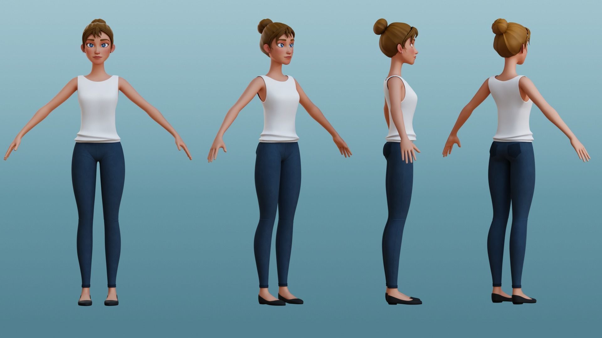 Julia Cartoon Girl Rig 3D model 3D model_3