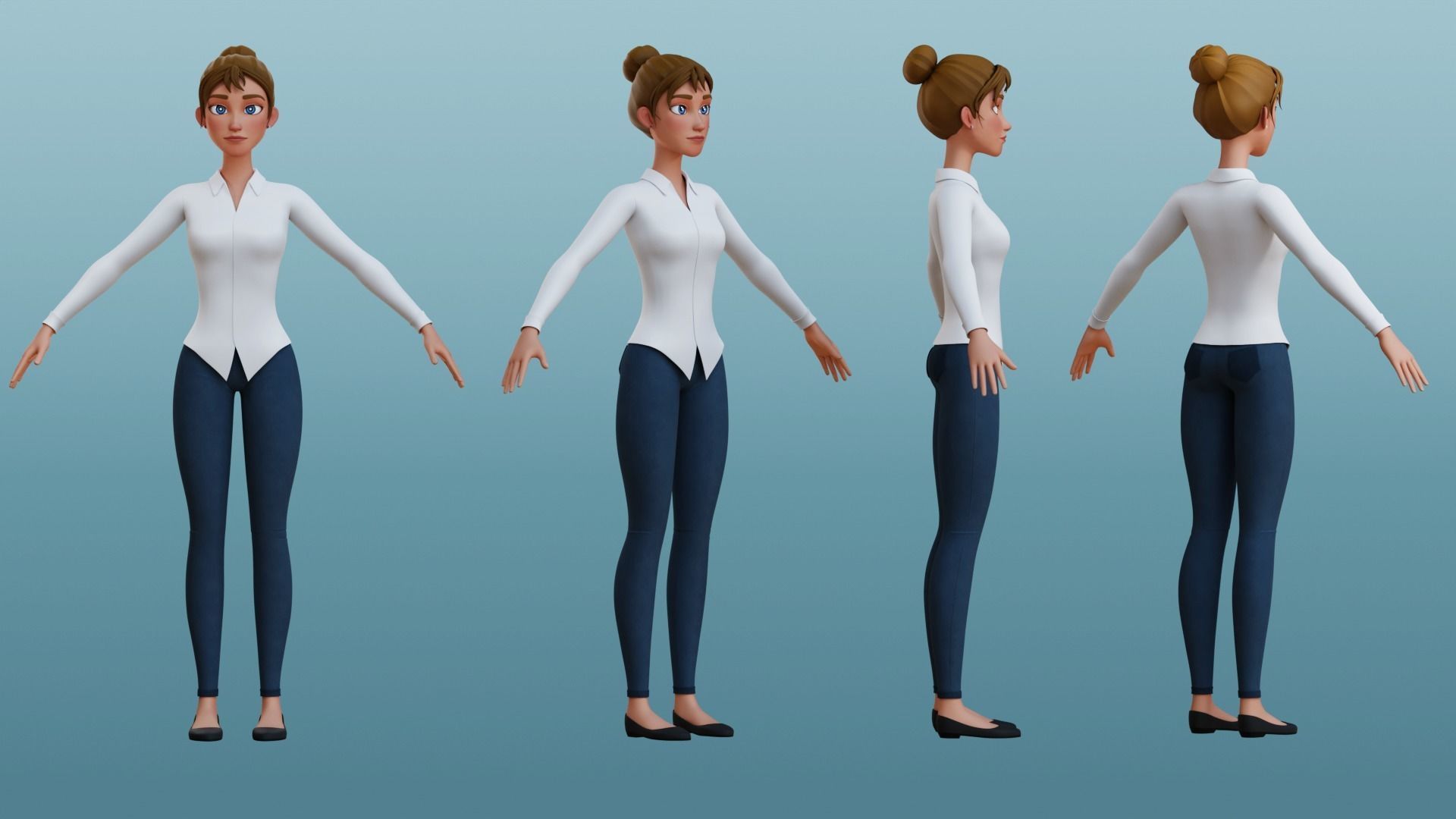 Julia Cartoon Girl Rig 3D model 3D model_1