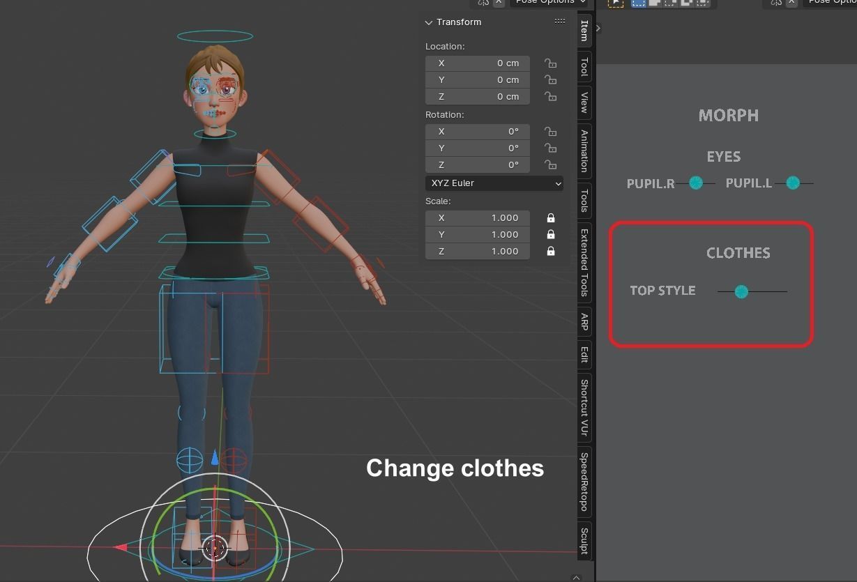 Julia Cartoon Girl Rig 3D model 3D model_6