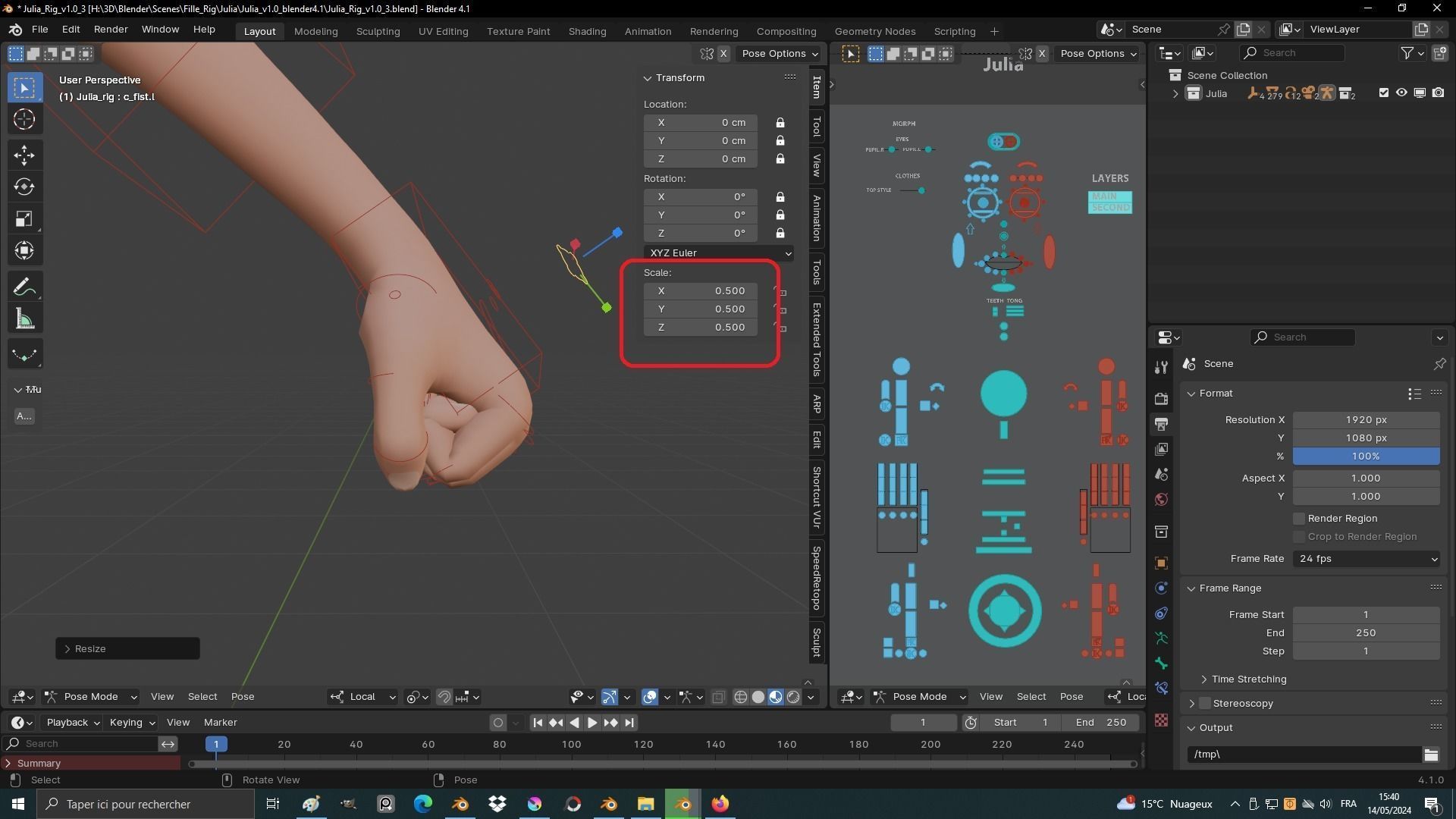 Julia Cartoon Girl Rig 3D model 3D model_8
