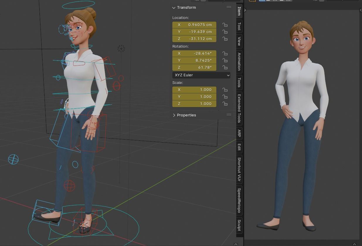 Julia Cartoon Girl Rig 3D model 3D model_4