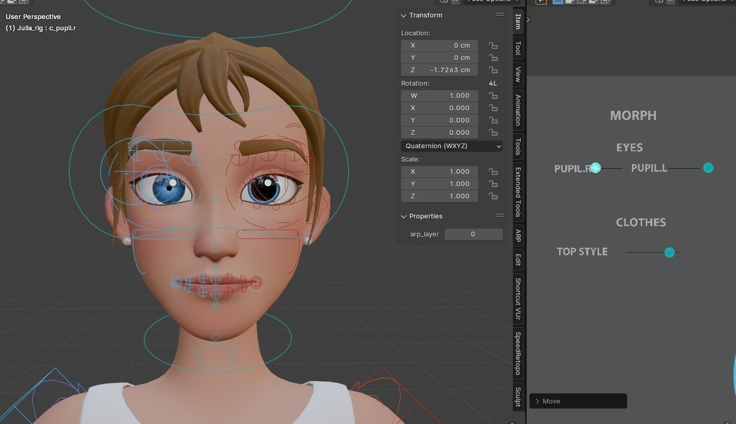 Julia Cartoon Girl Rig 3D model 3D model_10