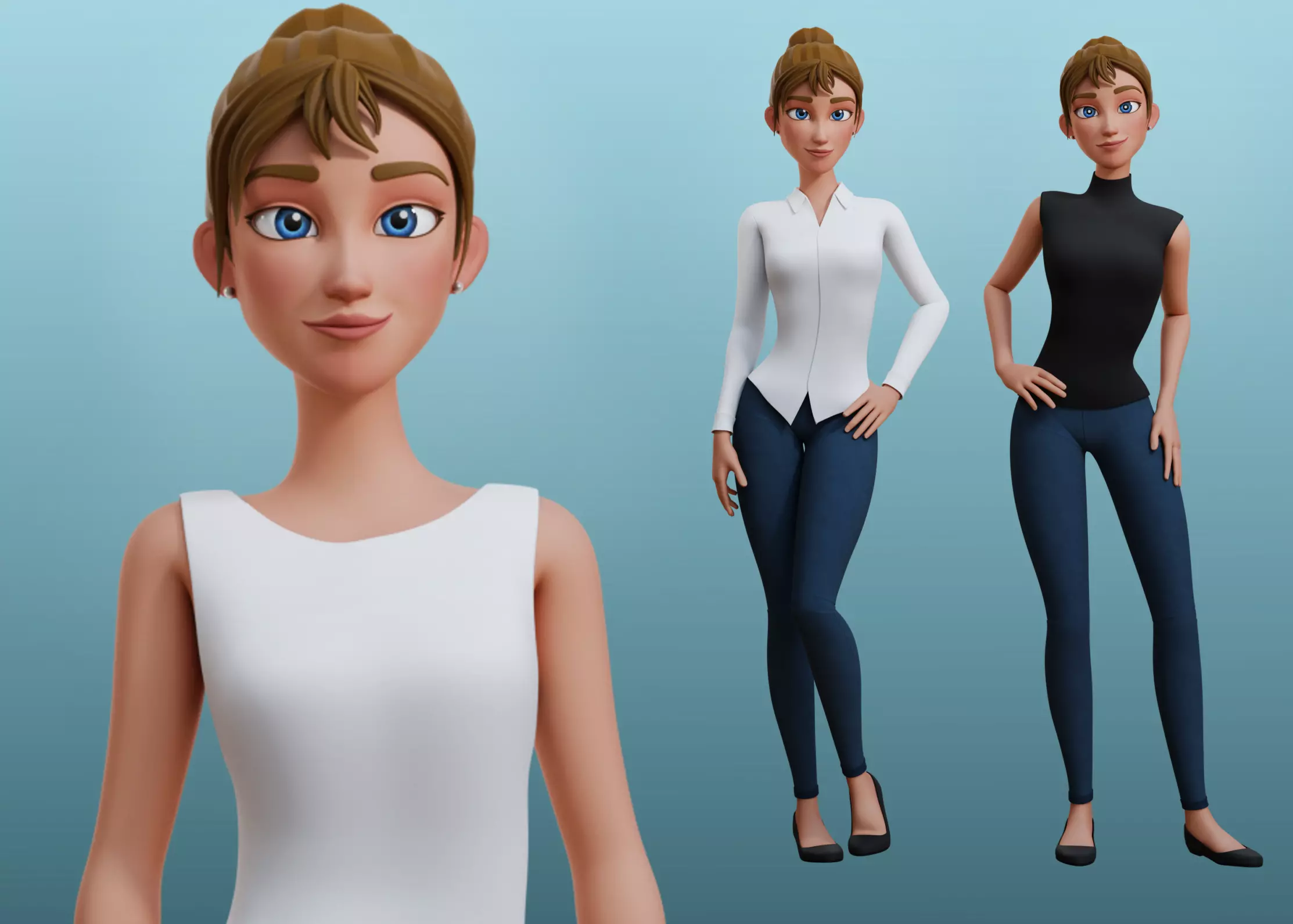 Julia Cartoon Girl Rig 3D model 3D model_0