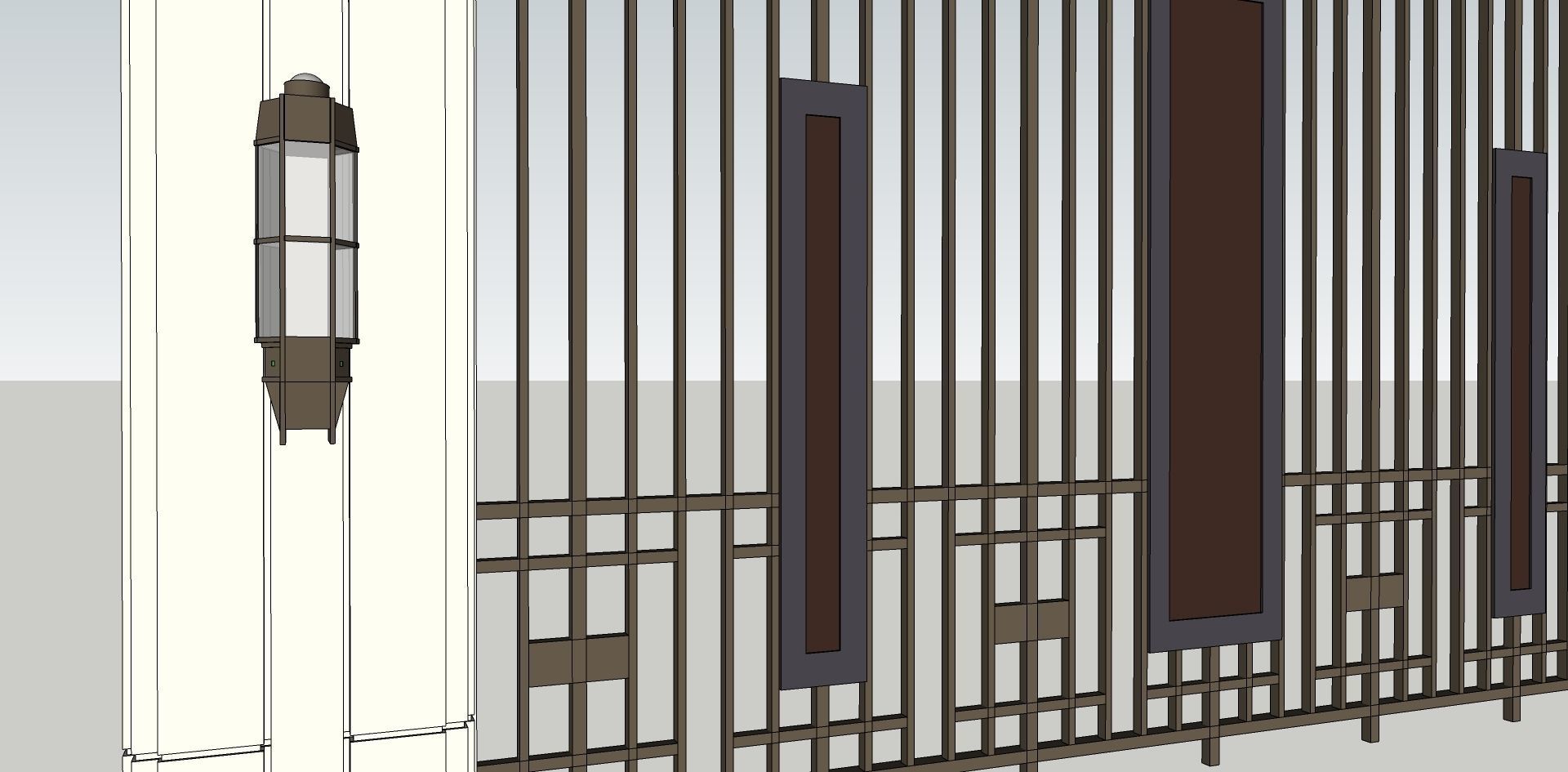 iron metal fence boundary wall 3D model_1