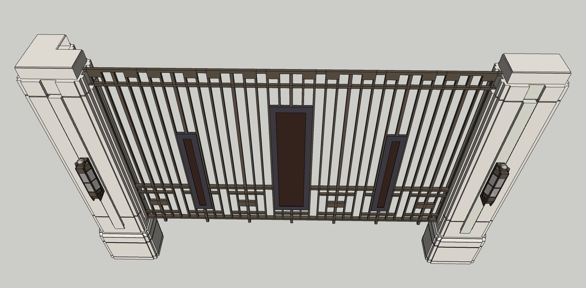 iron metal fence boundary wall 3D model_3