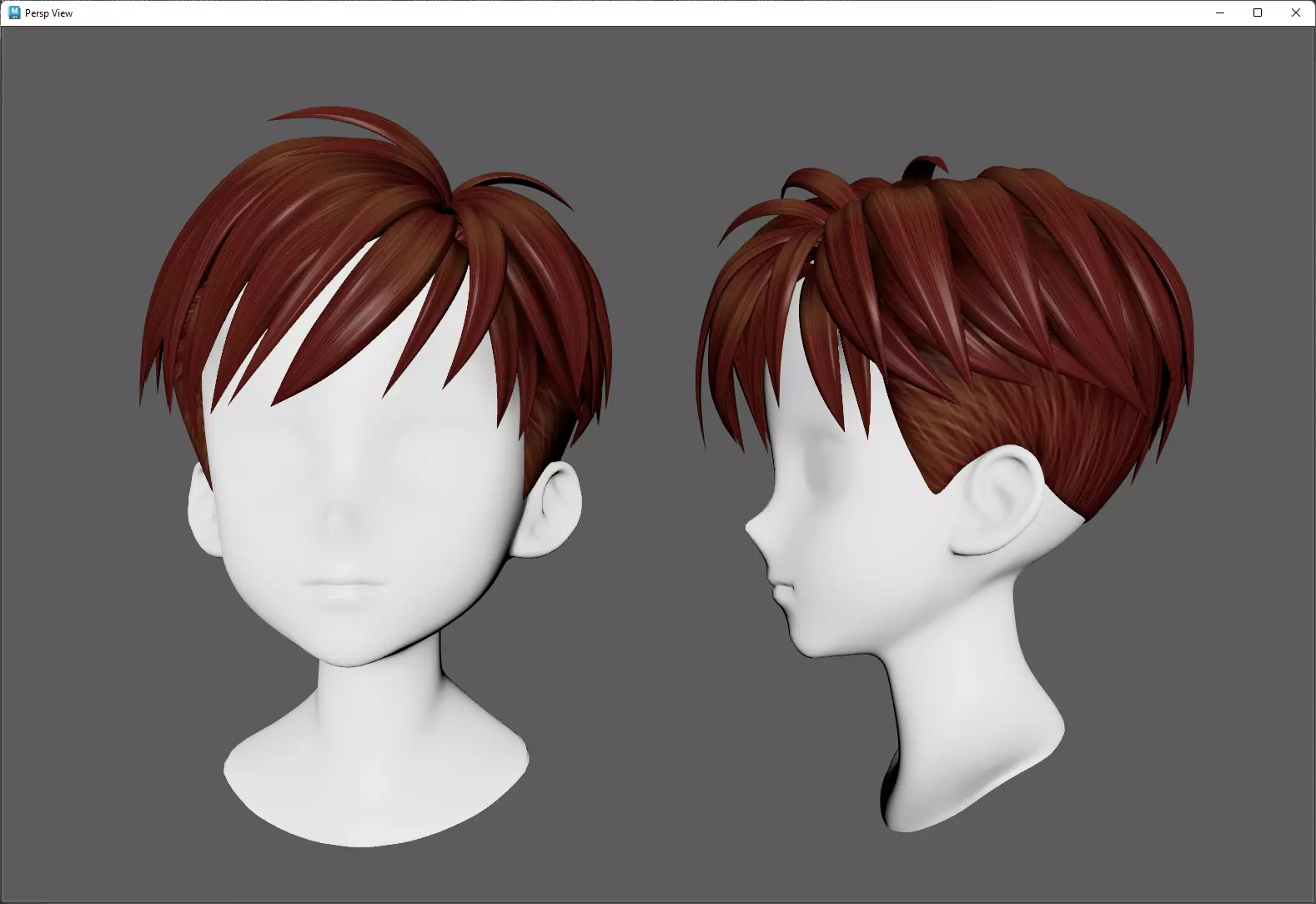 Anime hair style 38 for boy Low-poly 3D model