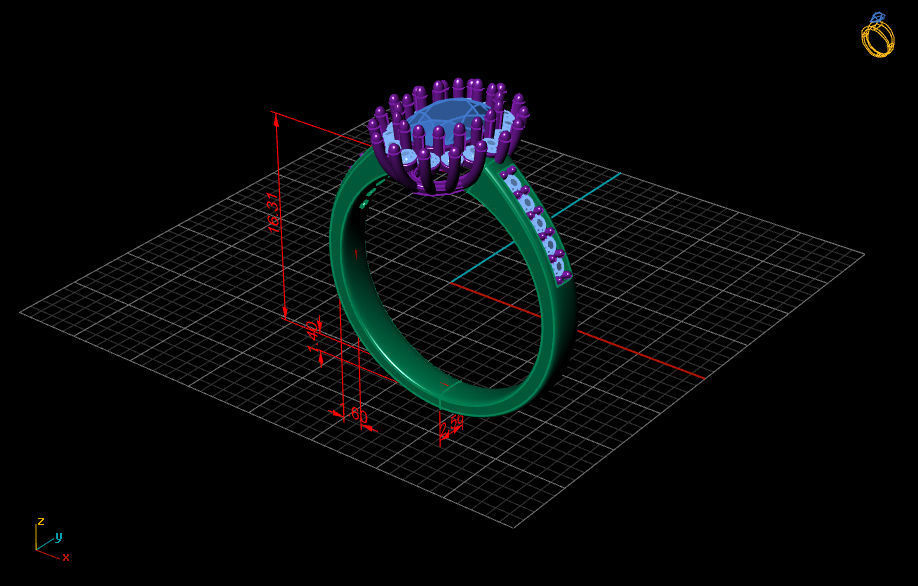 Fashion Ring 1 STL OBJ MTL 3D print model_7