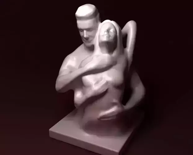 The Passion sculpture of woman hugging man 3D print model