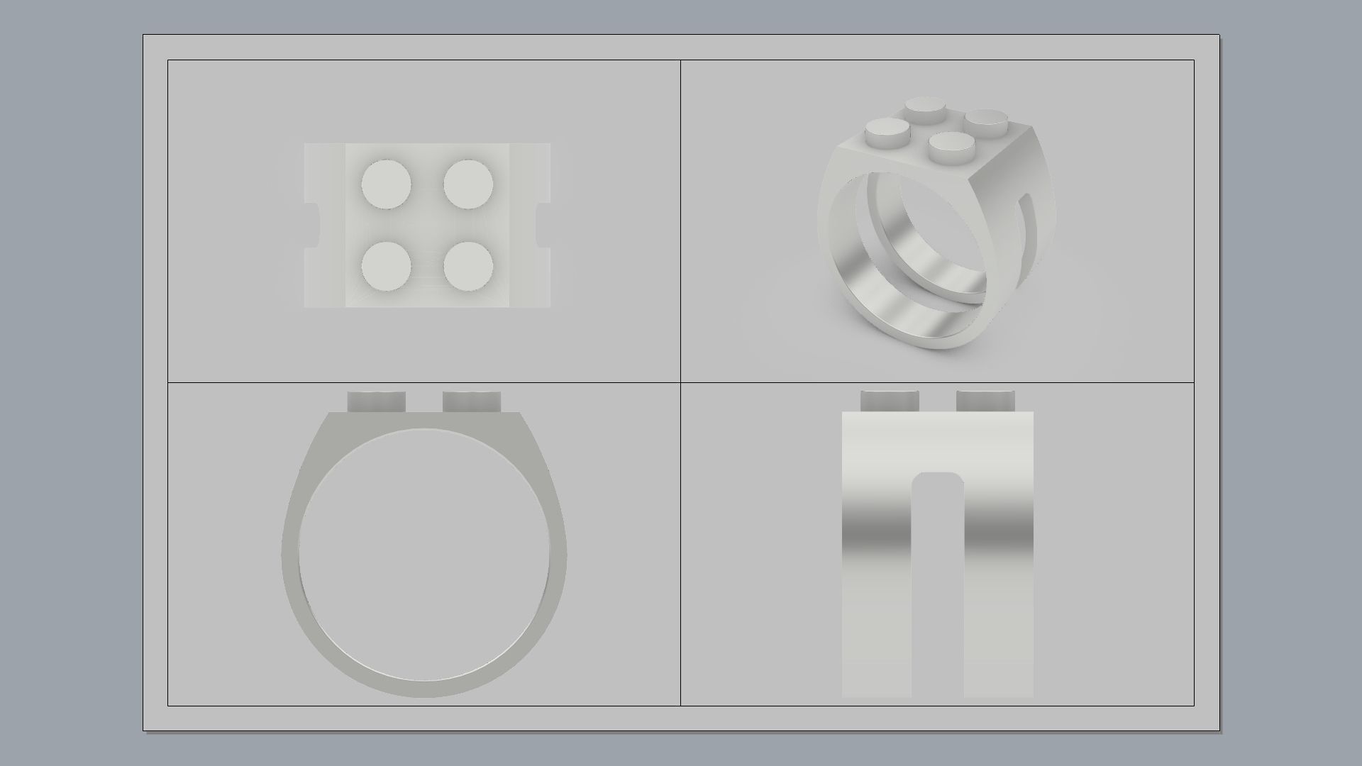 Building Block Ring - 2x2 Plate 3D print model_9