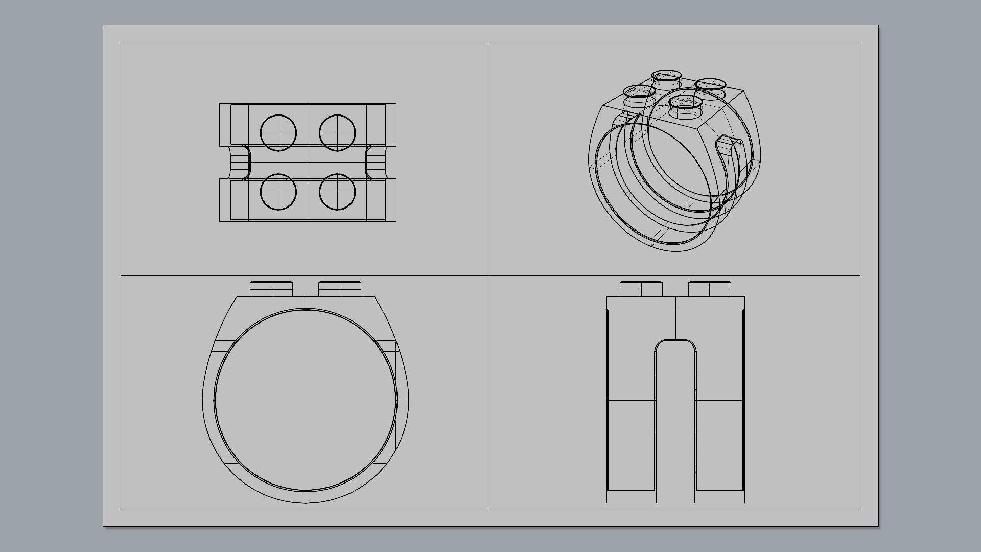 Building Block Ring - 2x2 Plate 3D print model_6