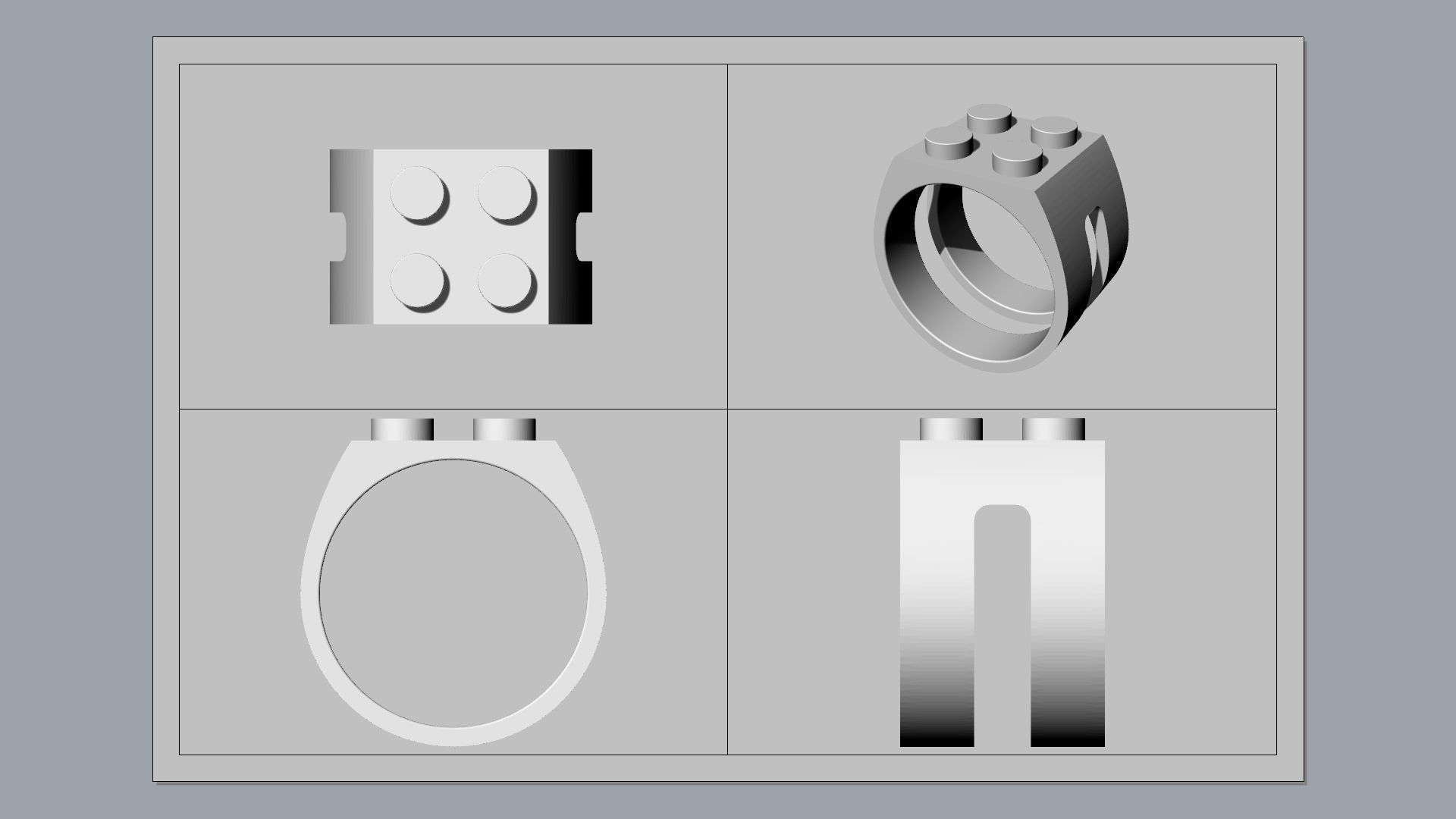 Building Block Ring - 2x2 Plate 3D print model_14