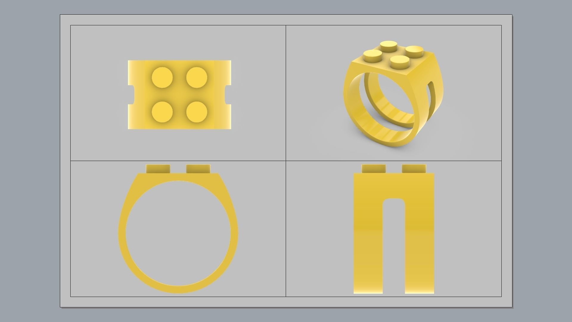 Building Block Ring - 2x2 Plate 3D print model_8