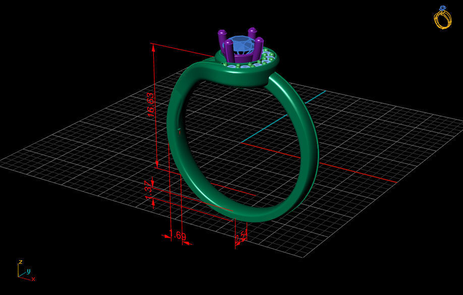 Fashion Ring 3 STL OBJ MTL 3D print model_7