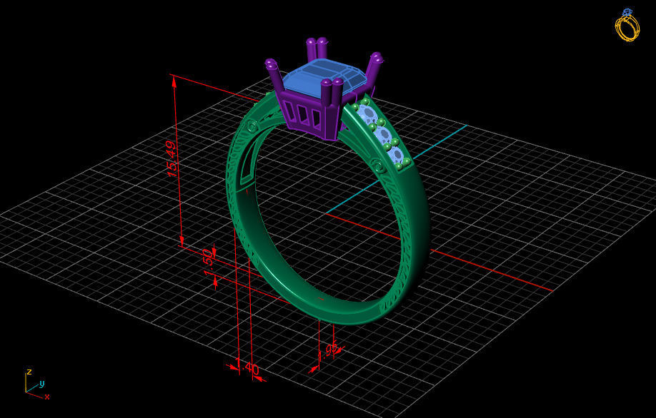 Fashion Ring 9 STL OBJ MTL 3D print model_7