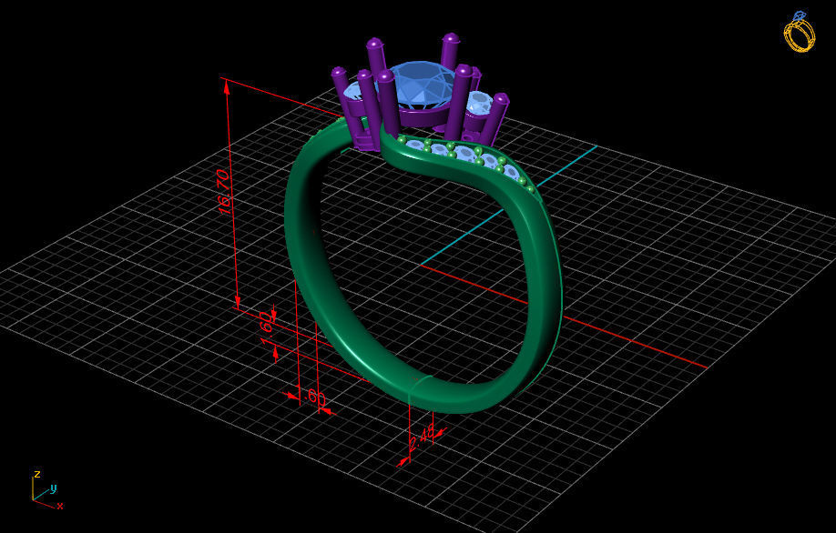 Fashion Ring 5 STL OBJ MTL 3D print model_7