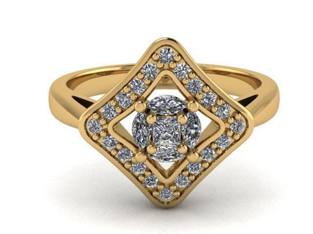 Fashion Ring 4 STL OBJ MTL 3D print model_1