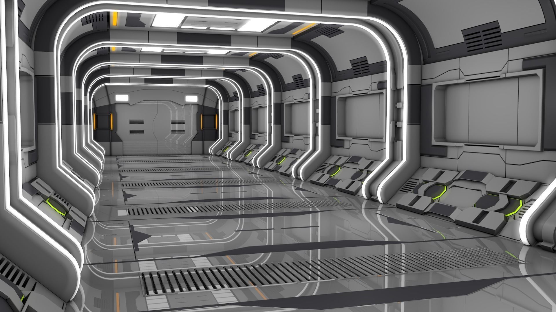 Sci Fi Corridor 3D model_3