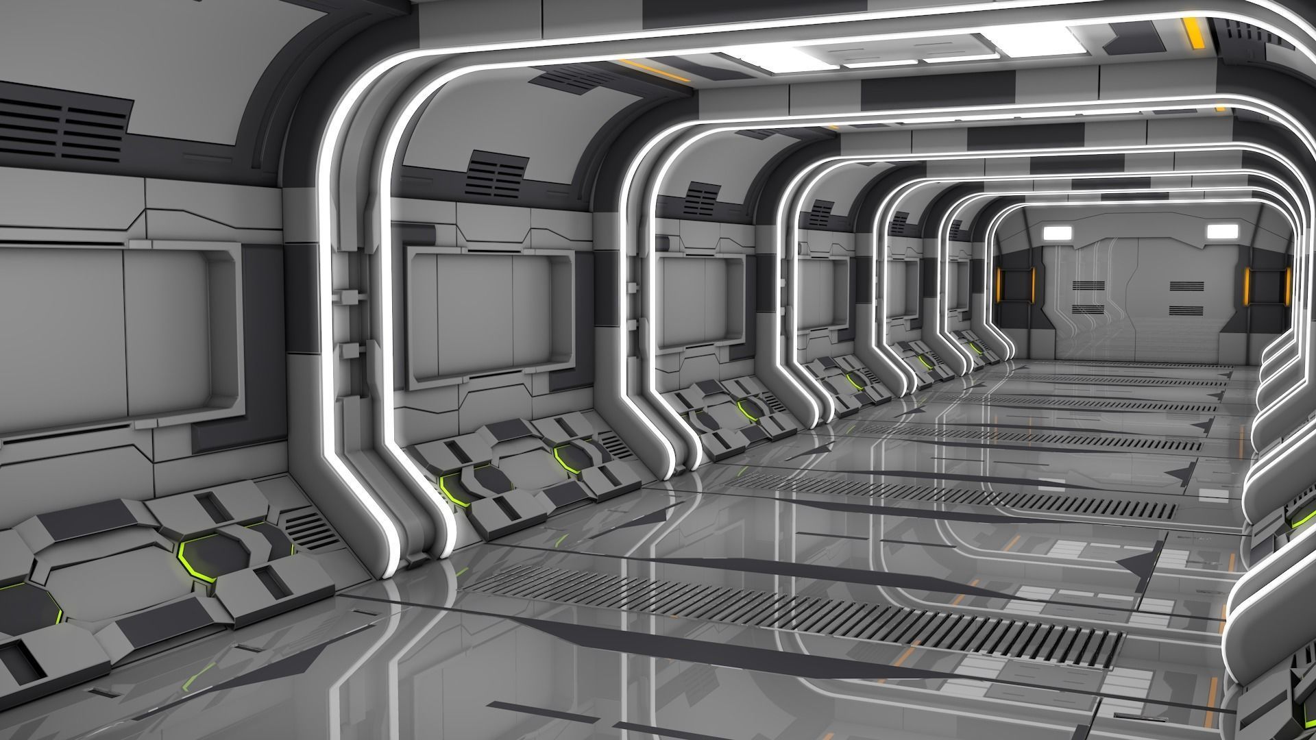 Sci Fi Corridor 3D model_2