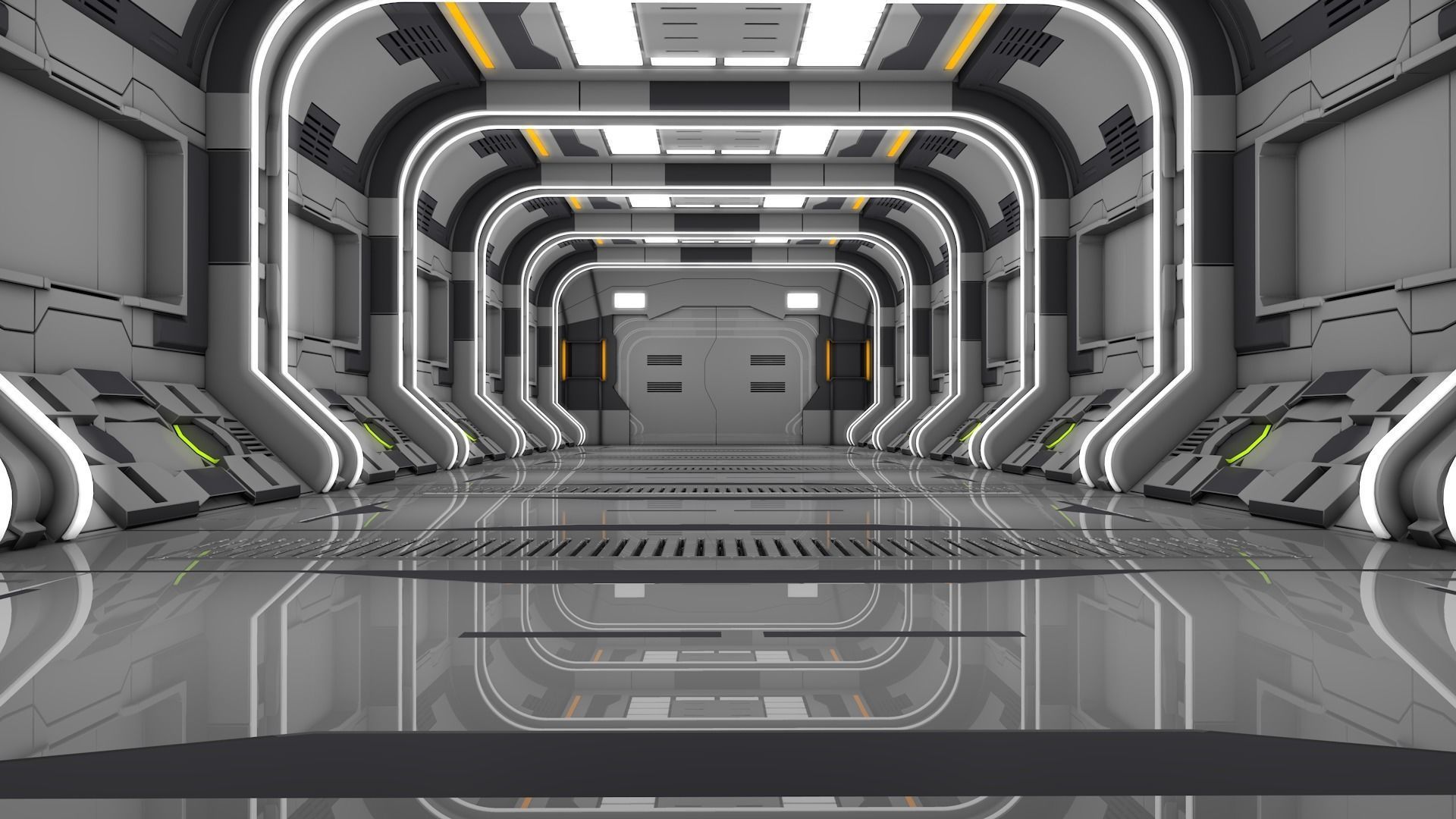 Sci Fi Corridor 3D model_1