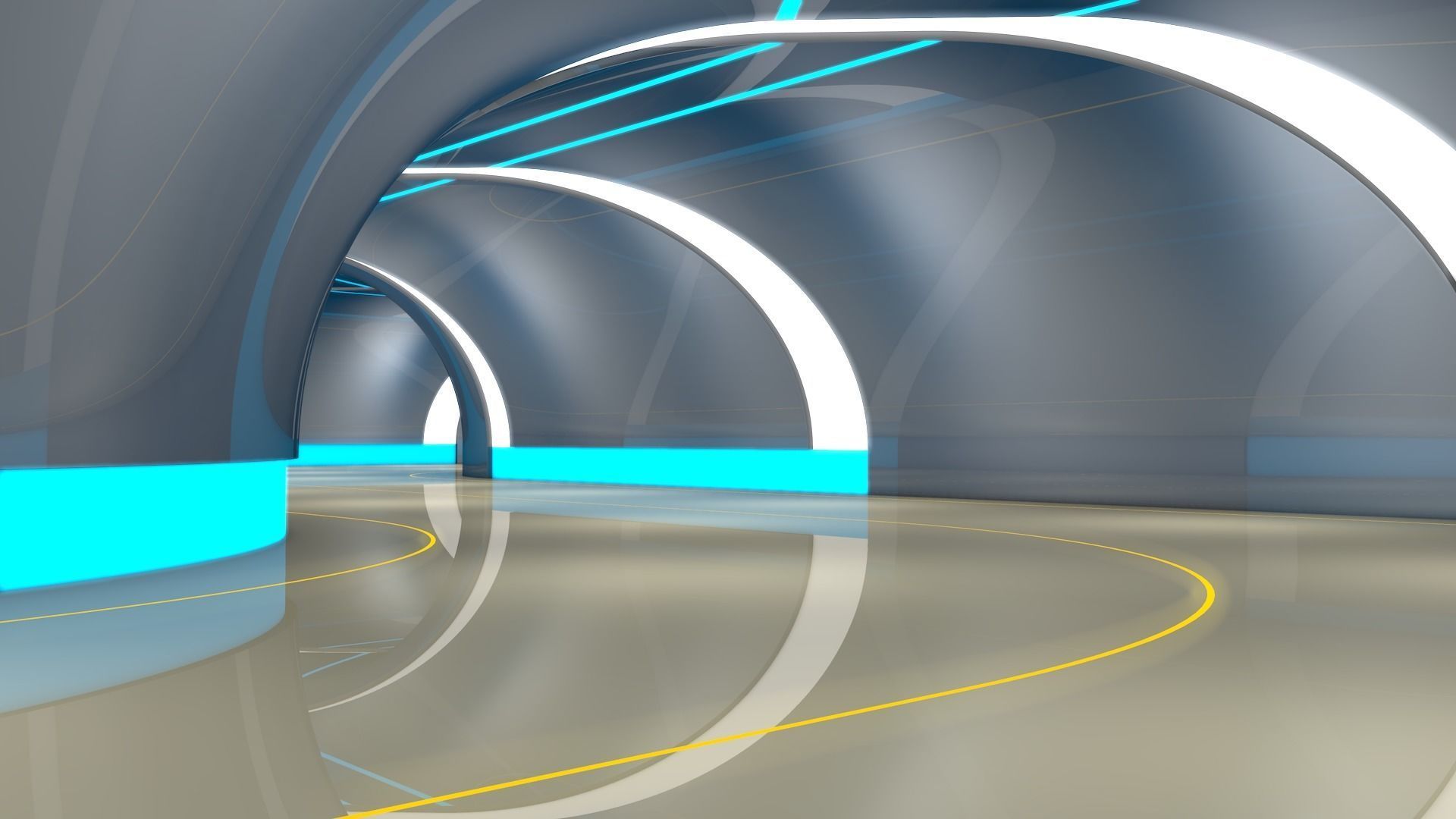 Sci Fi Tunnel 3D model_4