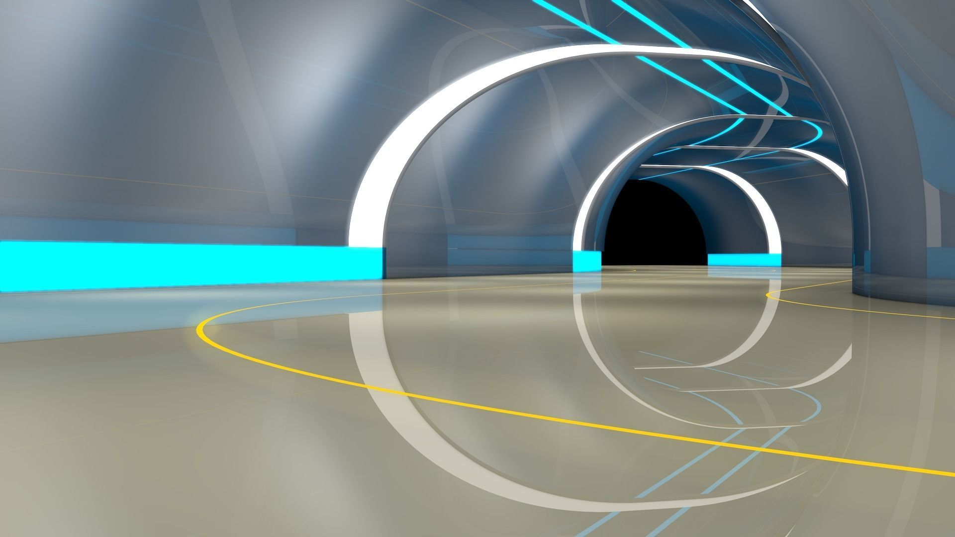 Sci Fi Tunnel 3D model_5