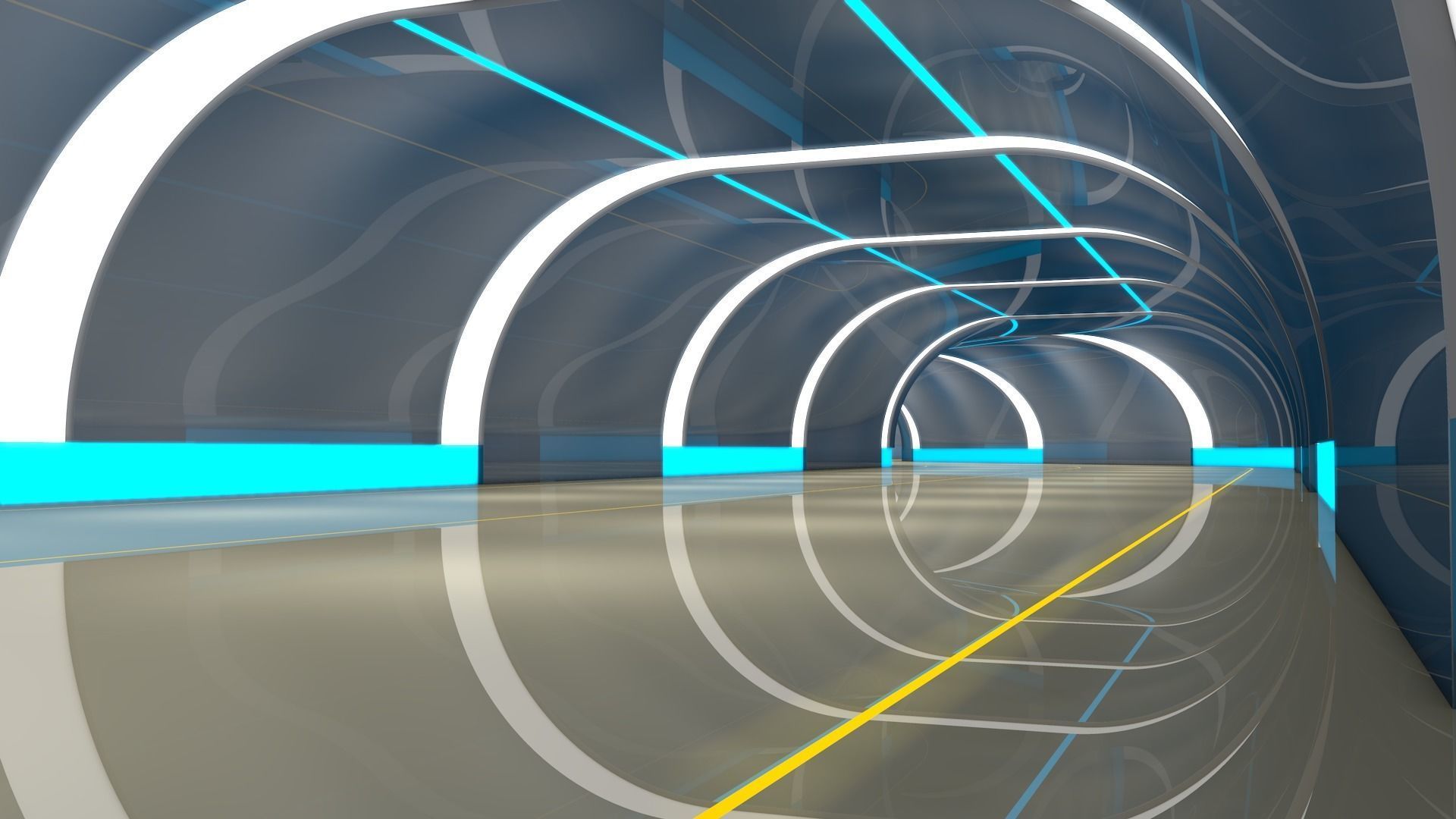 Sci Fi Tunnel 3D model_1