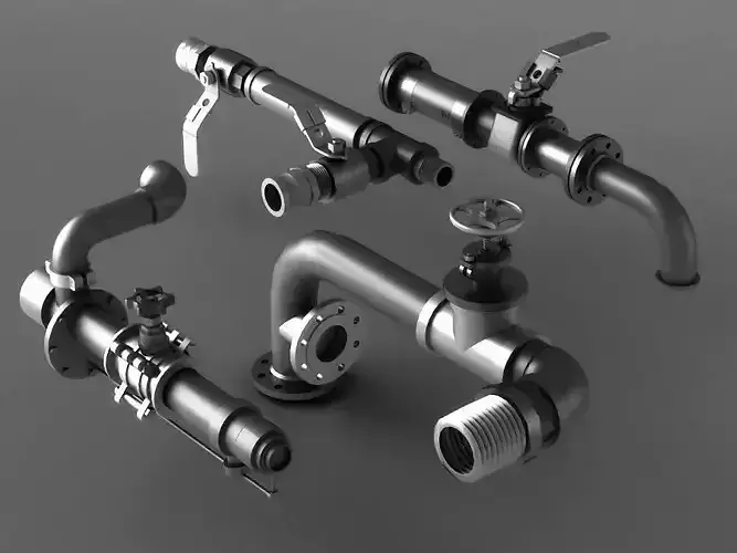 pipe pipes industrial low poly pipeline valve game