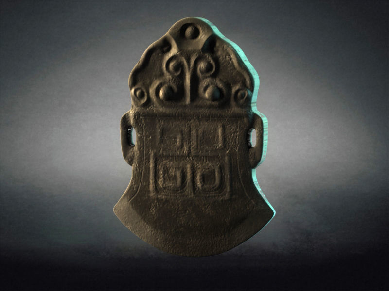 Stone axe Ancient Jade cultural relics artifacts 3D model_1