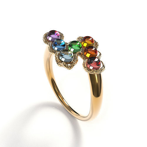 RING 7 Chakra ZickZack 3D print model