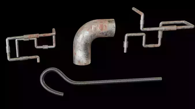 4 types of 3d modeling realistic old rusty pipes folder