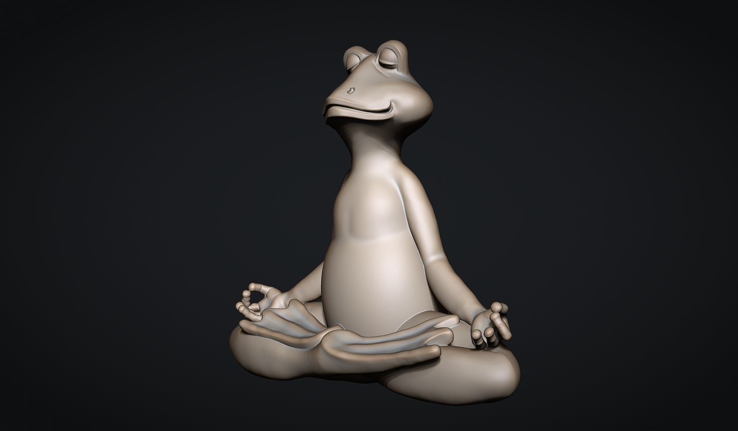 Meditating Frog 3D print model_3