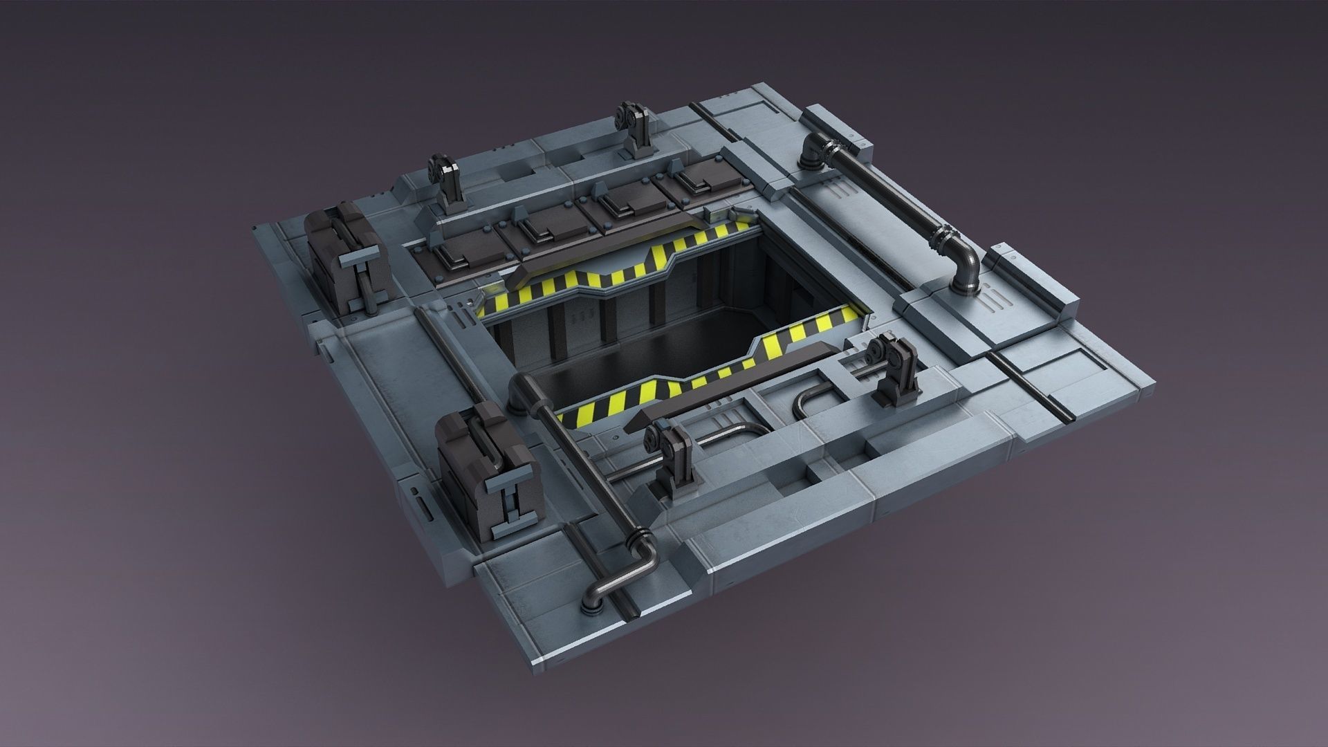 Sci-fi strobe capsule cabin deck console elevator shaft 3D model_1