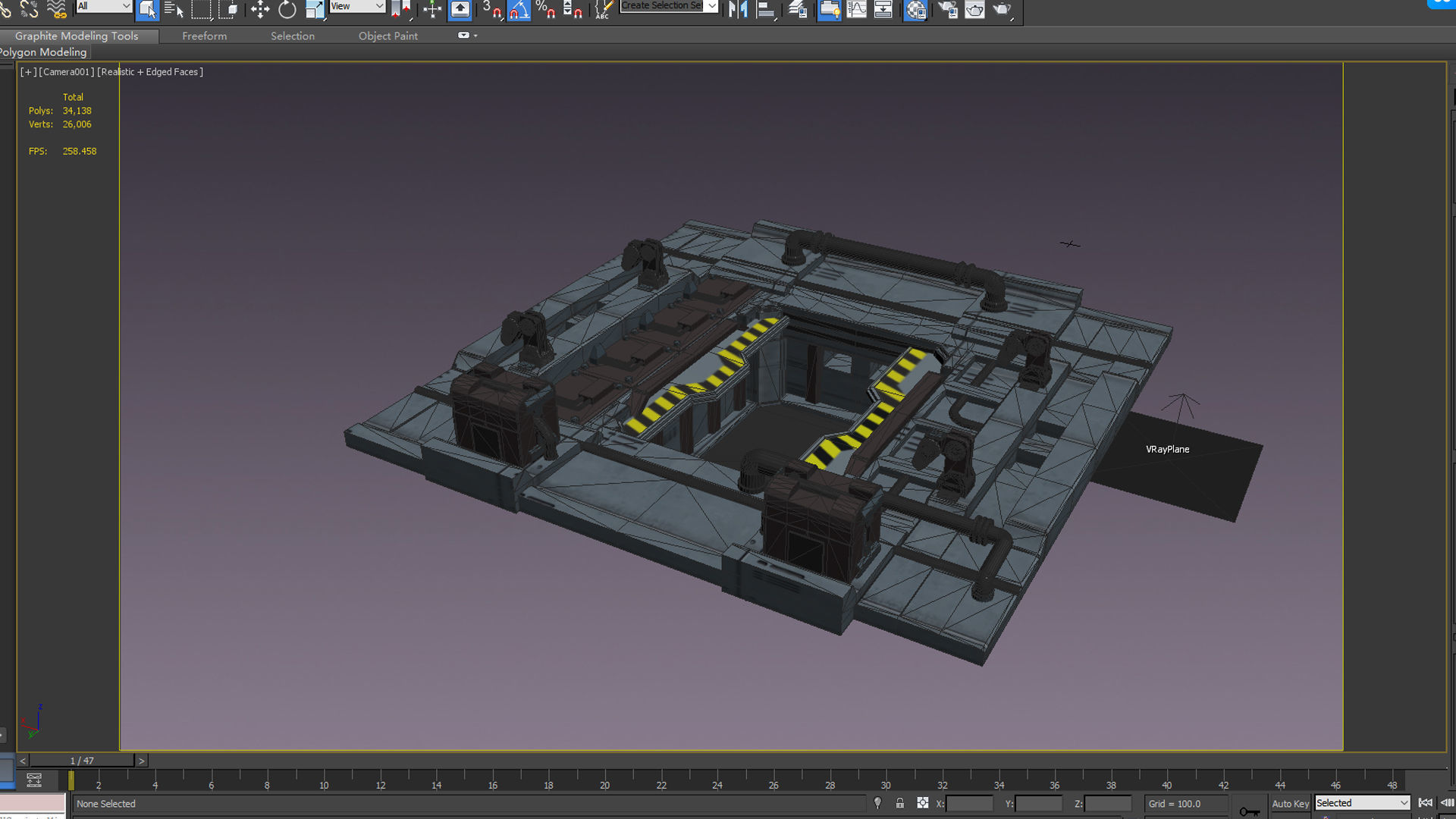 Sci-fi strobe capsule cabin deck console elevator shaft 3D model_5