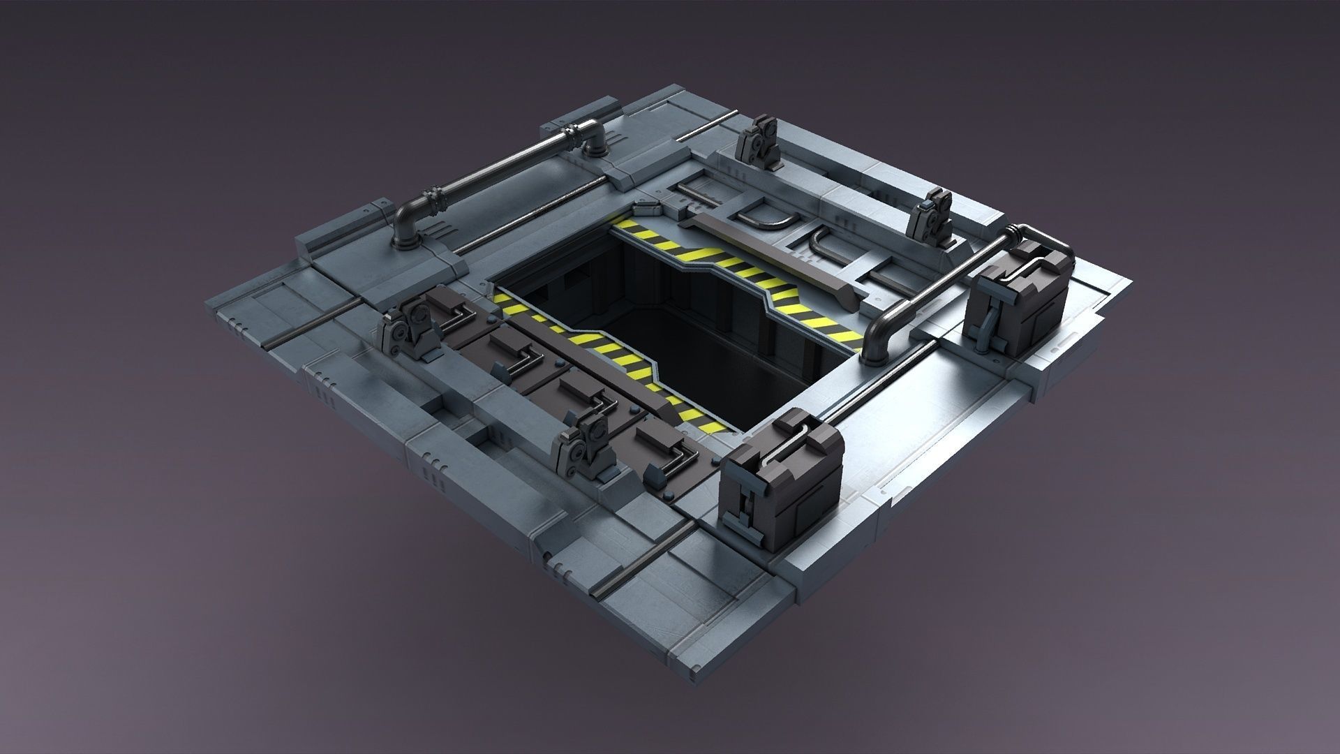 Sci-fi strobe capsule cabin deck console elevator shaft 3D model_2