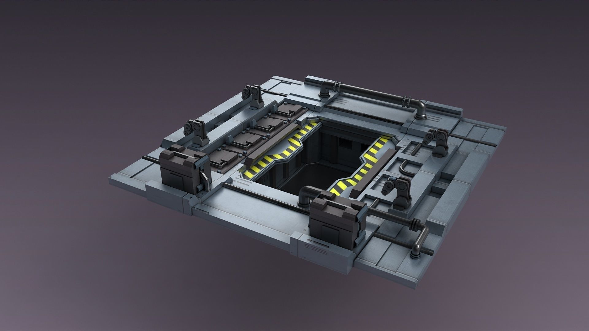 Sci-fi strobe capsule cabin deck console elevator shaft 3D model_4