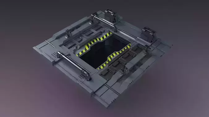 Sci-fi strobe capsule cabin deck console elevator shaft 3D model