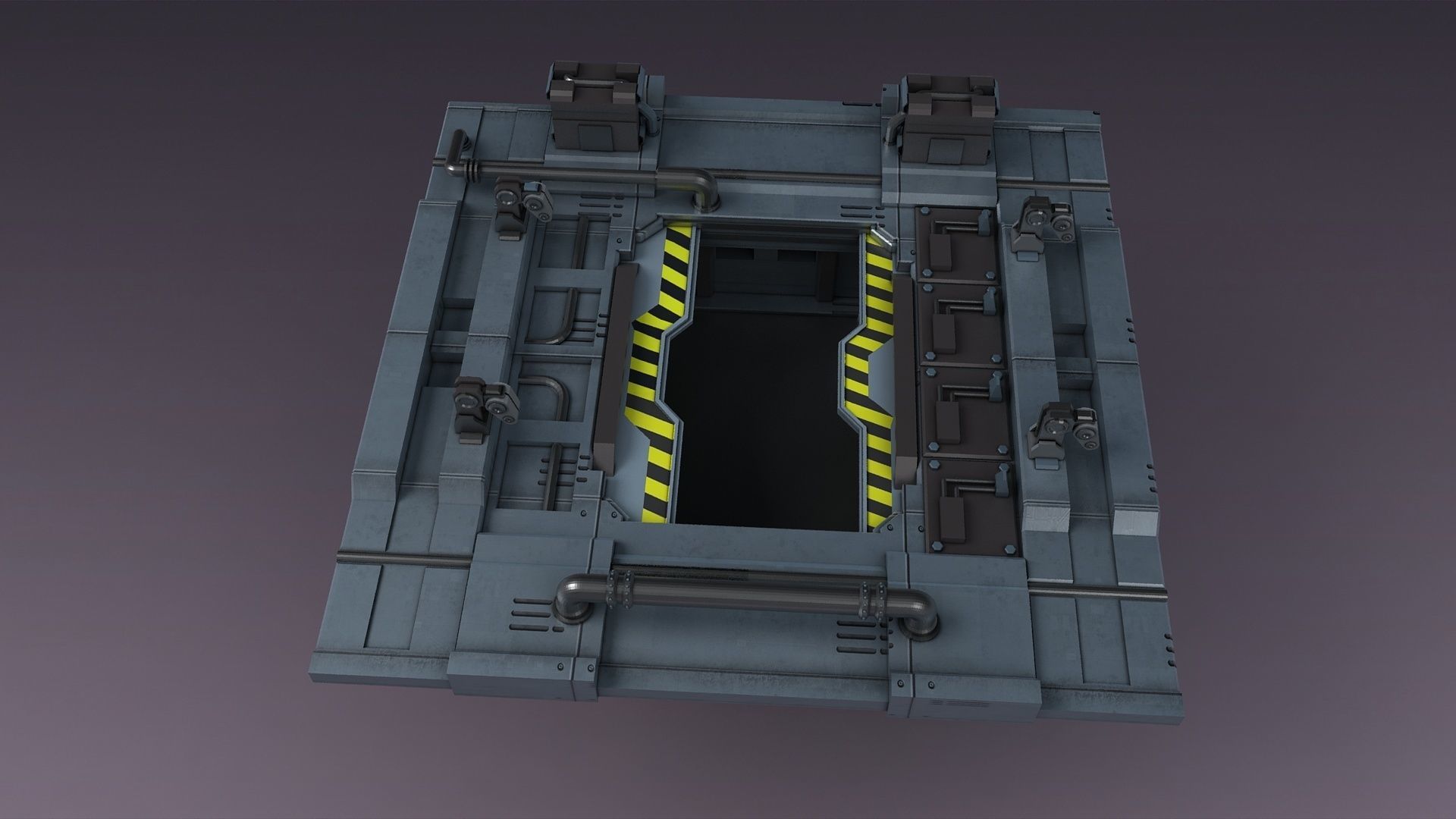 Sci-fi strobe capsule cabin deck console elevator shaft 3D model_3