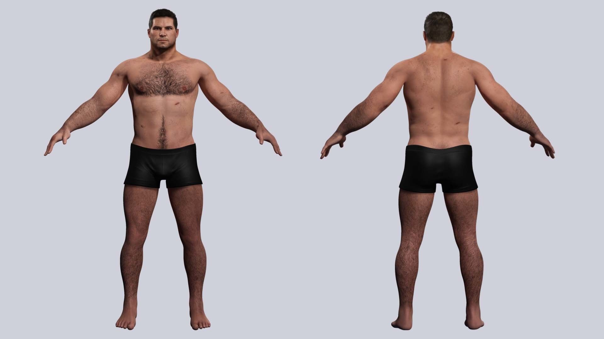 Strong survival Man Body Low-poly 3D model_1